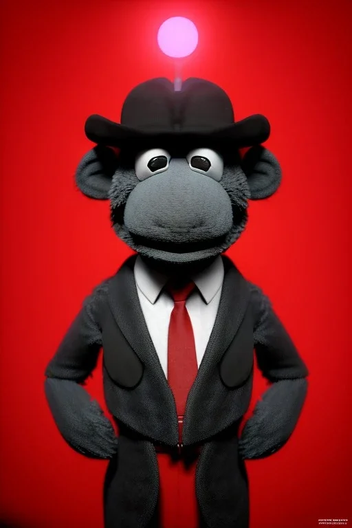 Waist up muppet Portrait, Xi Jinping as muppet doll, Black suit, red tie, photo studio, blue background, unreal engine 5, concept art, art station, god lights, ray tracing, RTX, lumen lighting, ultra detail, volumetric lighting, 3d.