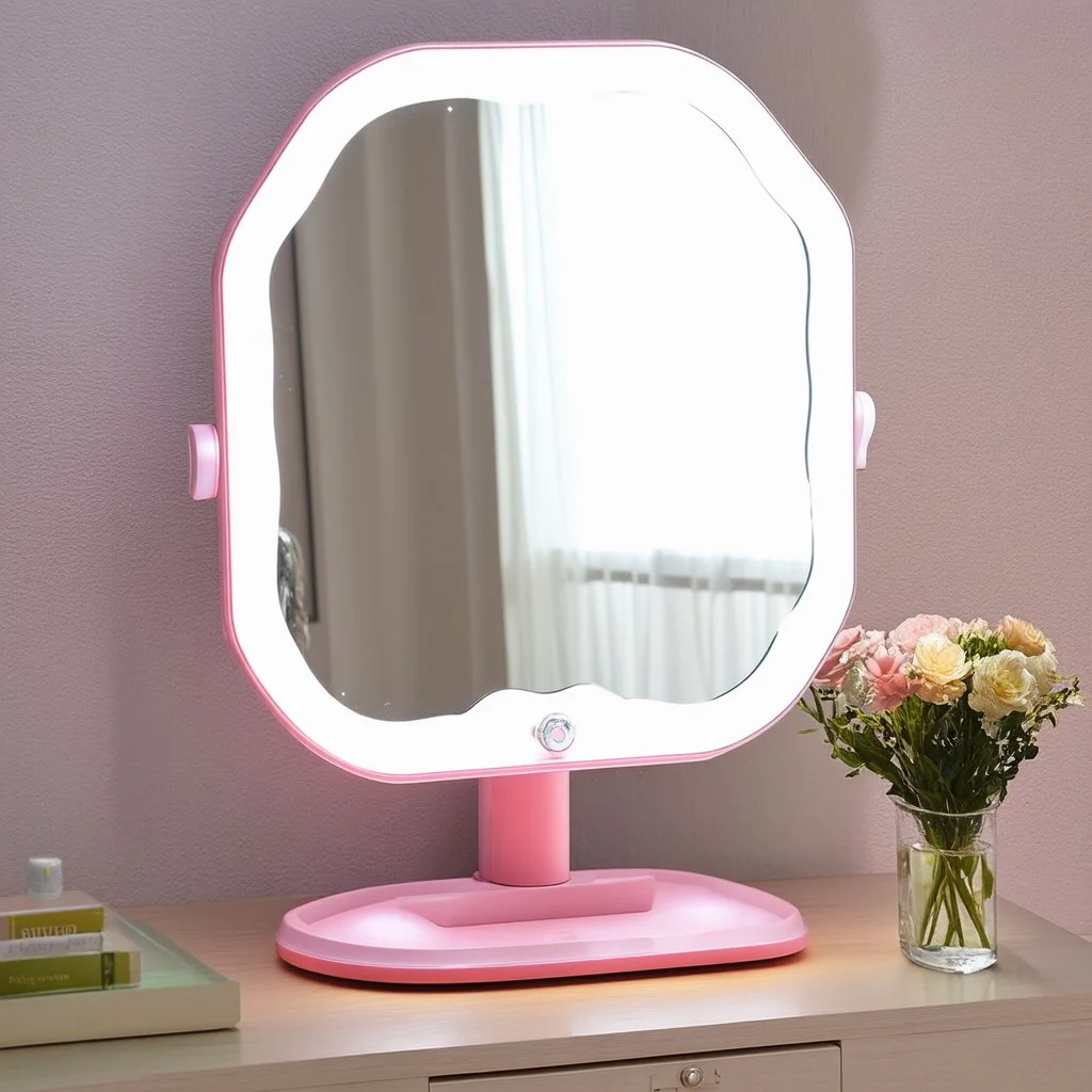 A bright makeup mirror with light