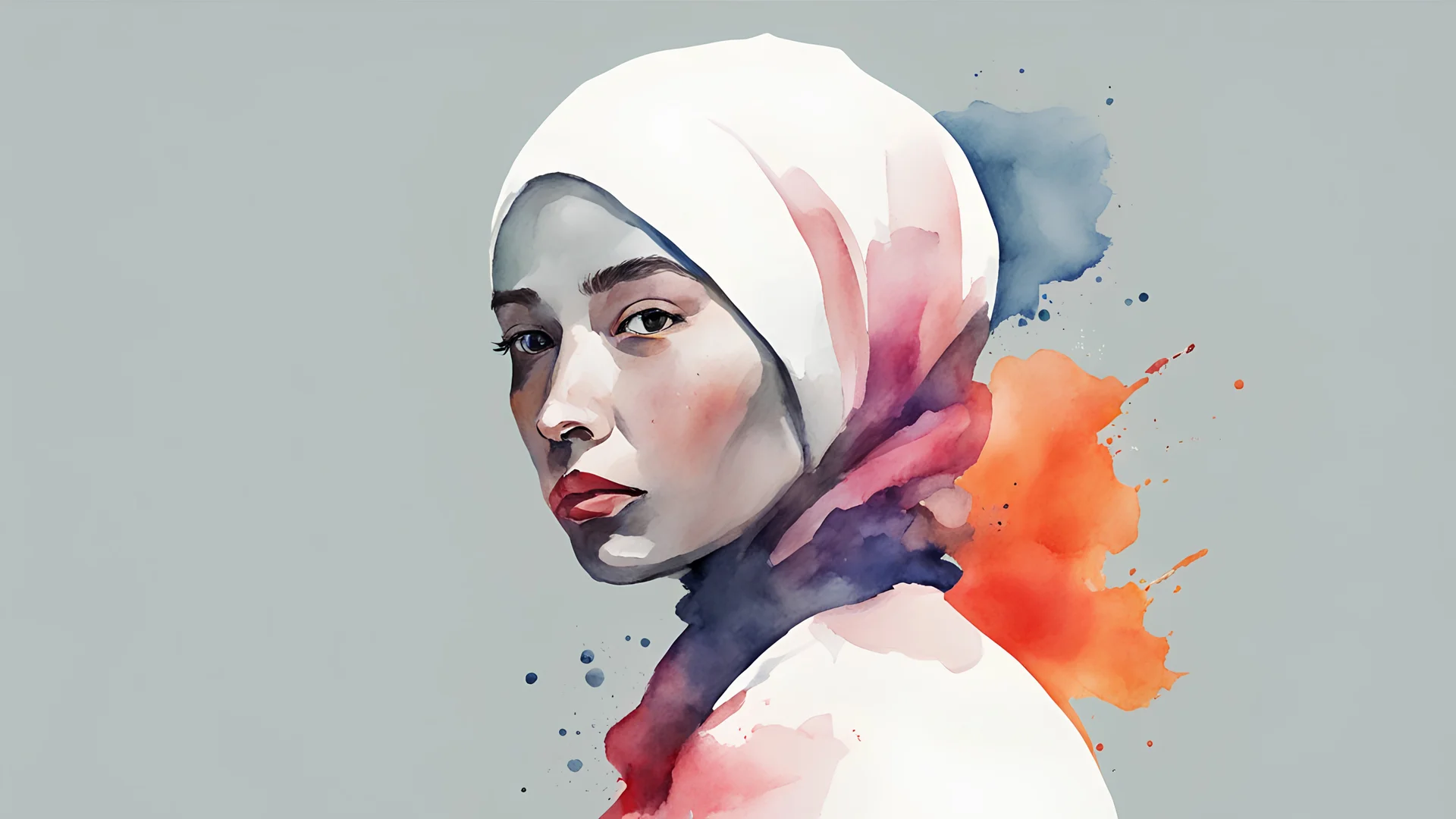 Water color Painting, Minimal. Turkey. new yorker magazine. Vector. hijab