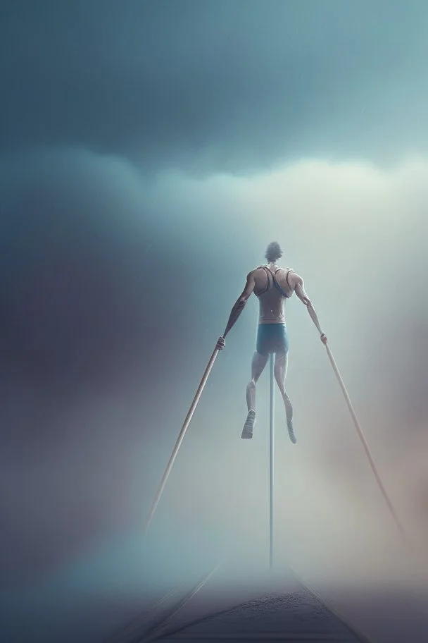 pole vaulting champion, trending art, 8k, depth of field, volumetric fog