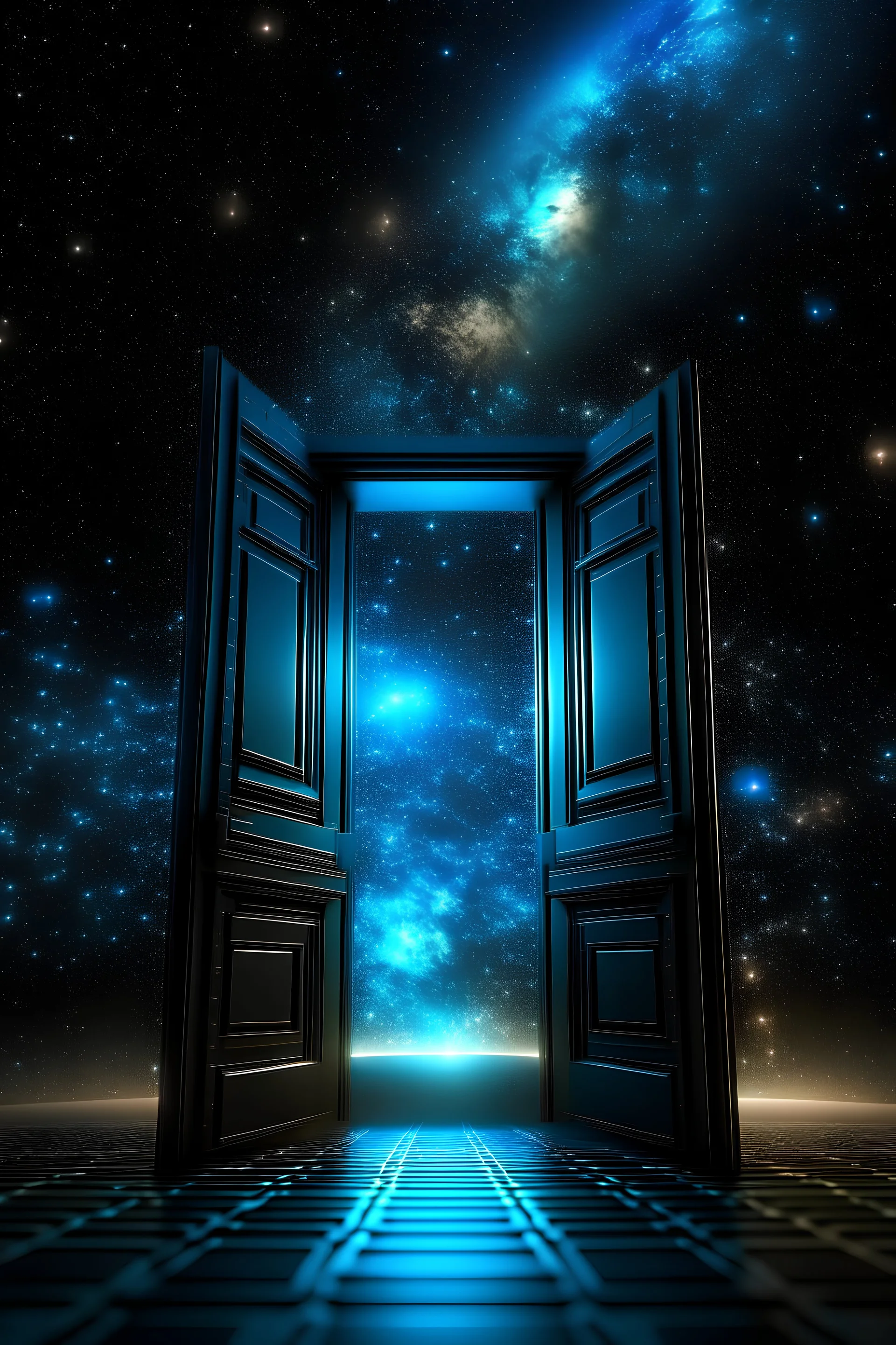 Huge door in the middle of the galaxy made of particles