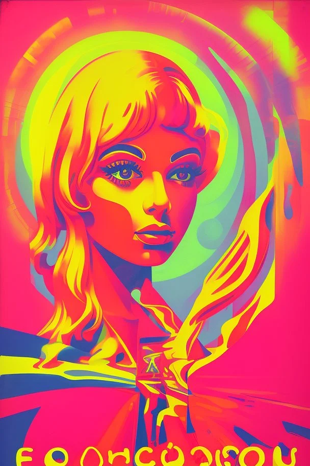 copertina album musicale anni 60 di band stile trip acidi fluo