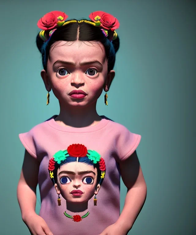 Frida toddler, full body, dramatic lighting, hyper realistic