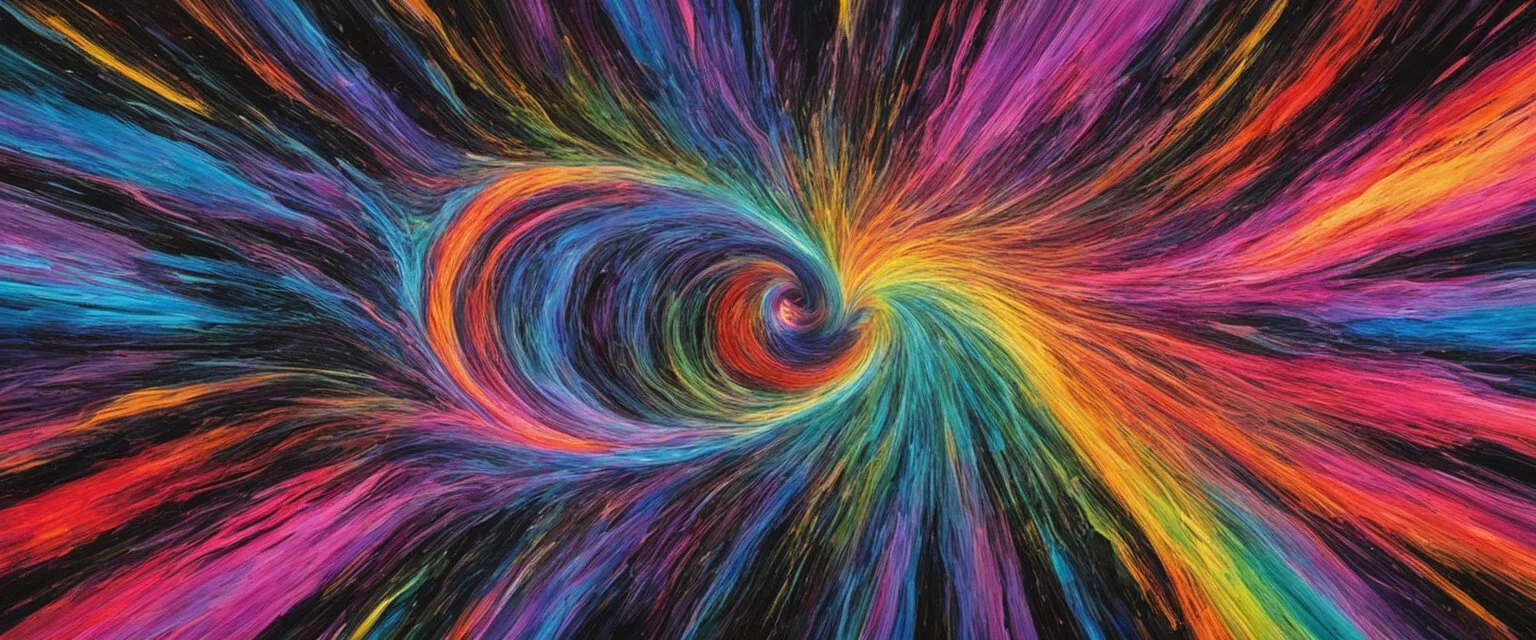 colorful, rainbow, A visually striking and abstract representation of the void and a black hole