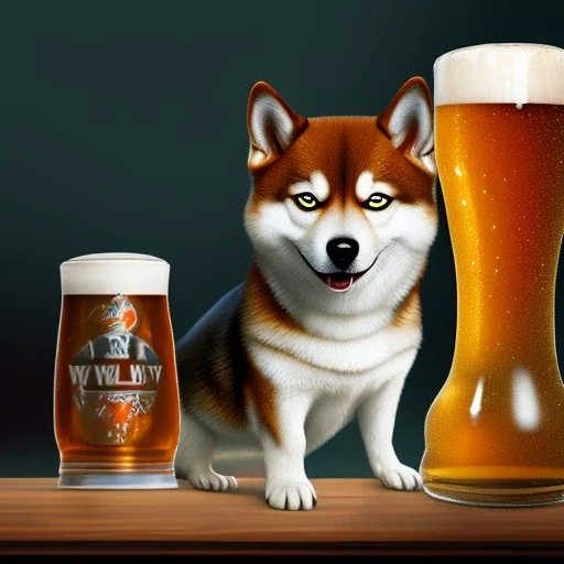 Doge, shiba inu, drinking weisbier, german beer, esilly ears