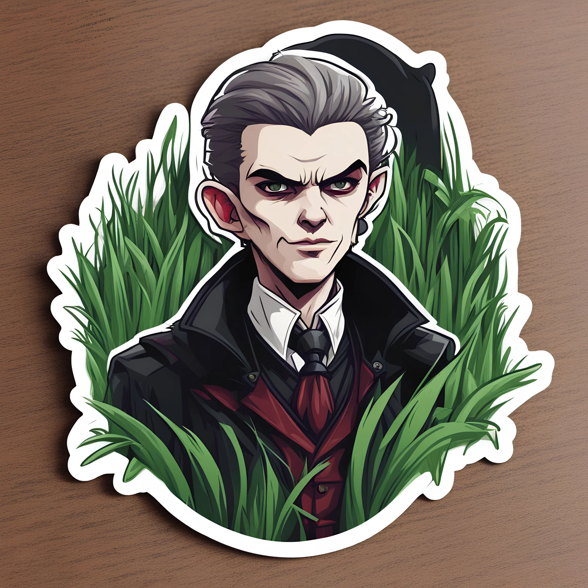 Lucius Vampire Slayer in sticker grass art style