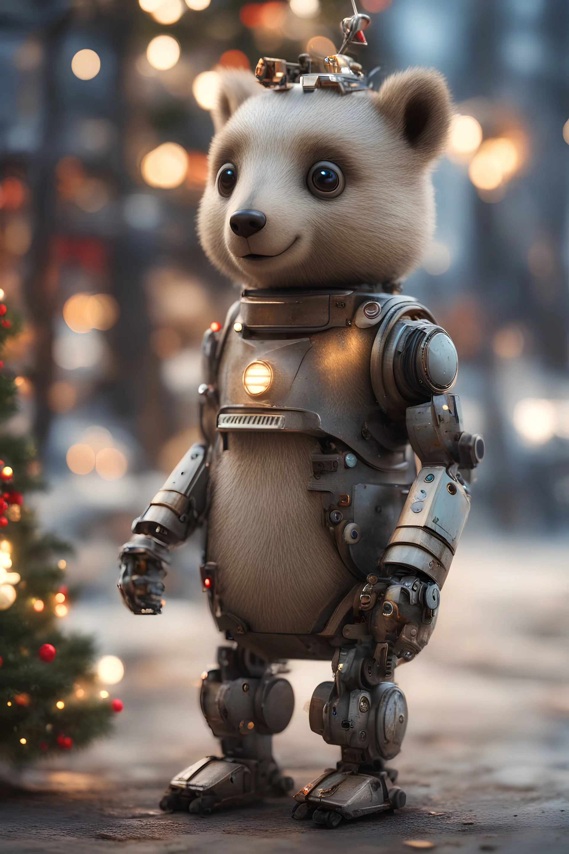 last Christmas adult star bear squirrel chat robot, bokeh like f/0.8, tilt-shift lens 8k, high detail, smooth render, down-light, unreal engine, prize winning, in the style of fallout 4