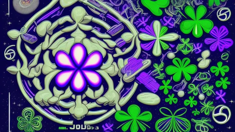 rave poster with Four-leaf clover and laser