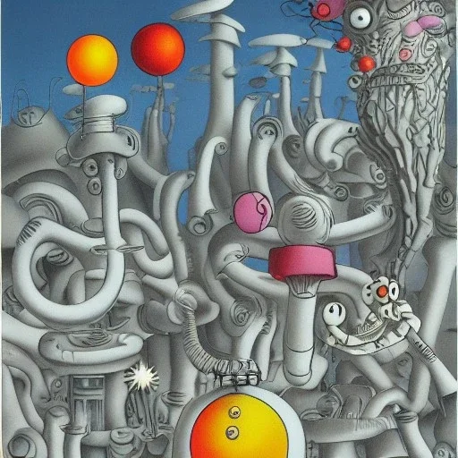 microcosm with planktonic kaiju by yves tanguy and dr seuss