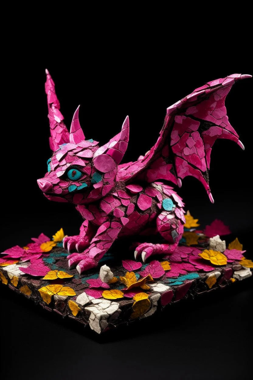 A magenta wind elemental bat designed in ancient Roman mosaics painted by Alfred Sisley