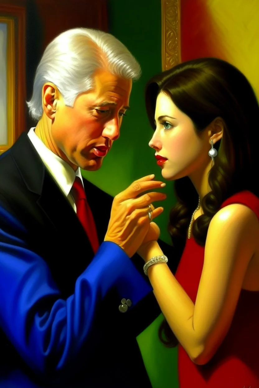 President Bill Clinton painted smacking small woman monica lewisnki