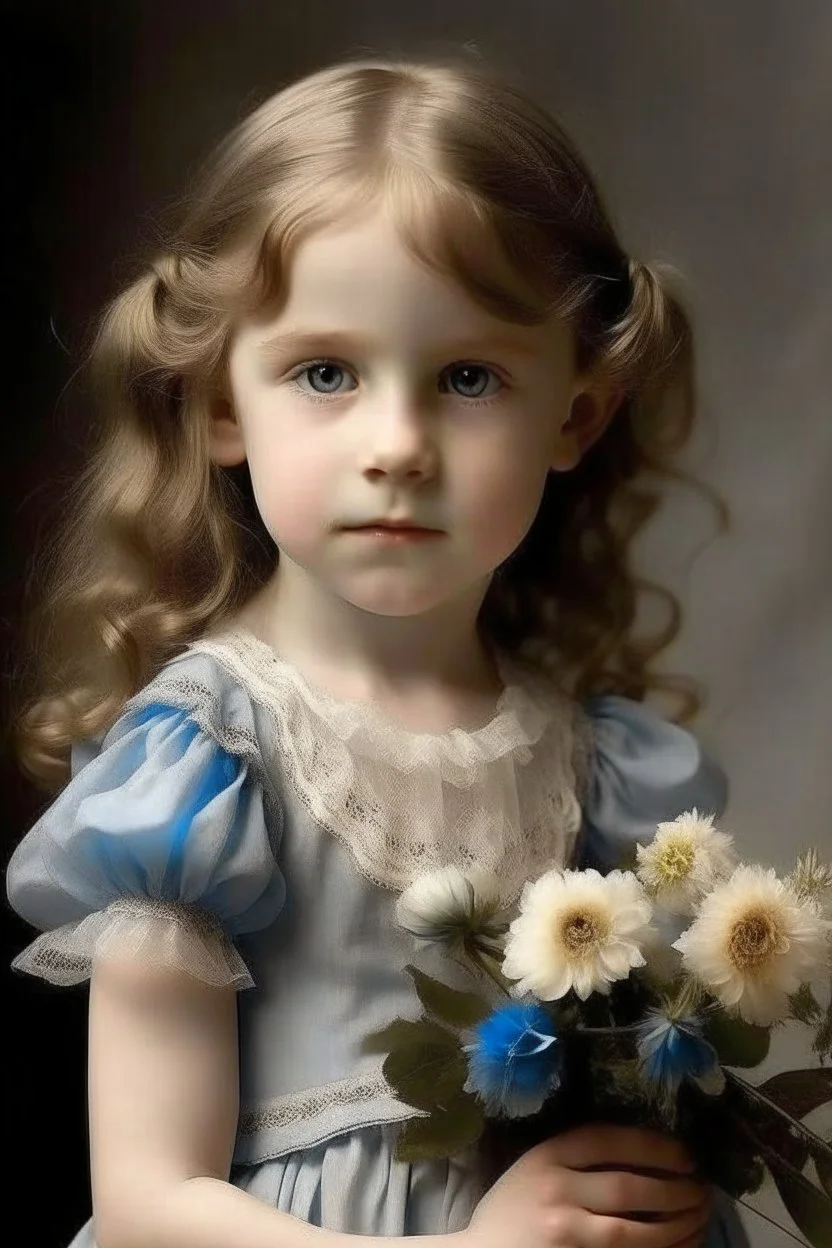 Portrait of a young girl holding flowers