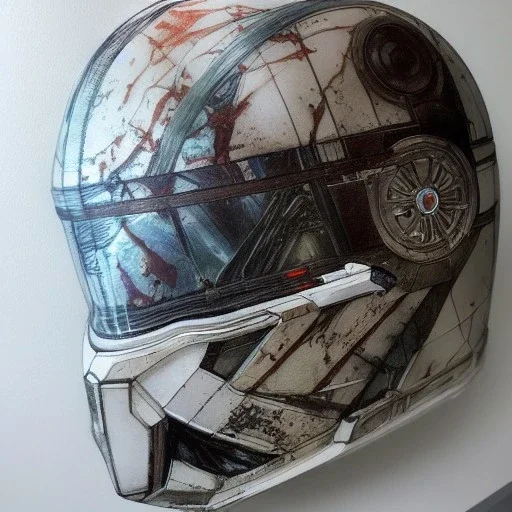 photorealistic luke skywalker helmet with weathered painting , illustration on coarse canvas by <agnes cecile> and <Yoji Shinkawa>, ornate and intricate details , soft smooth lighting, concept art,