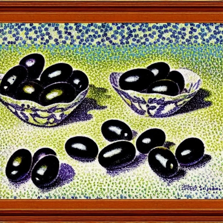 black olives in style of signac