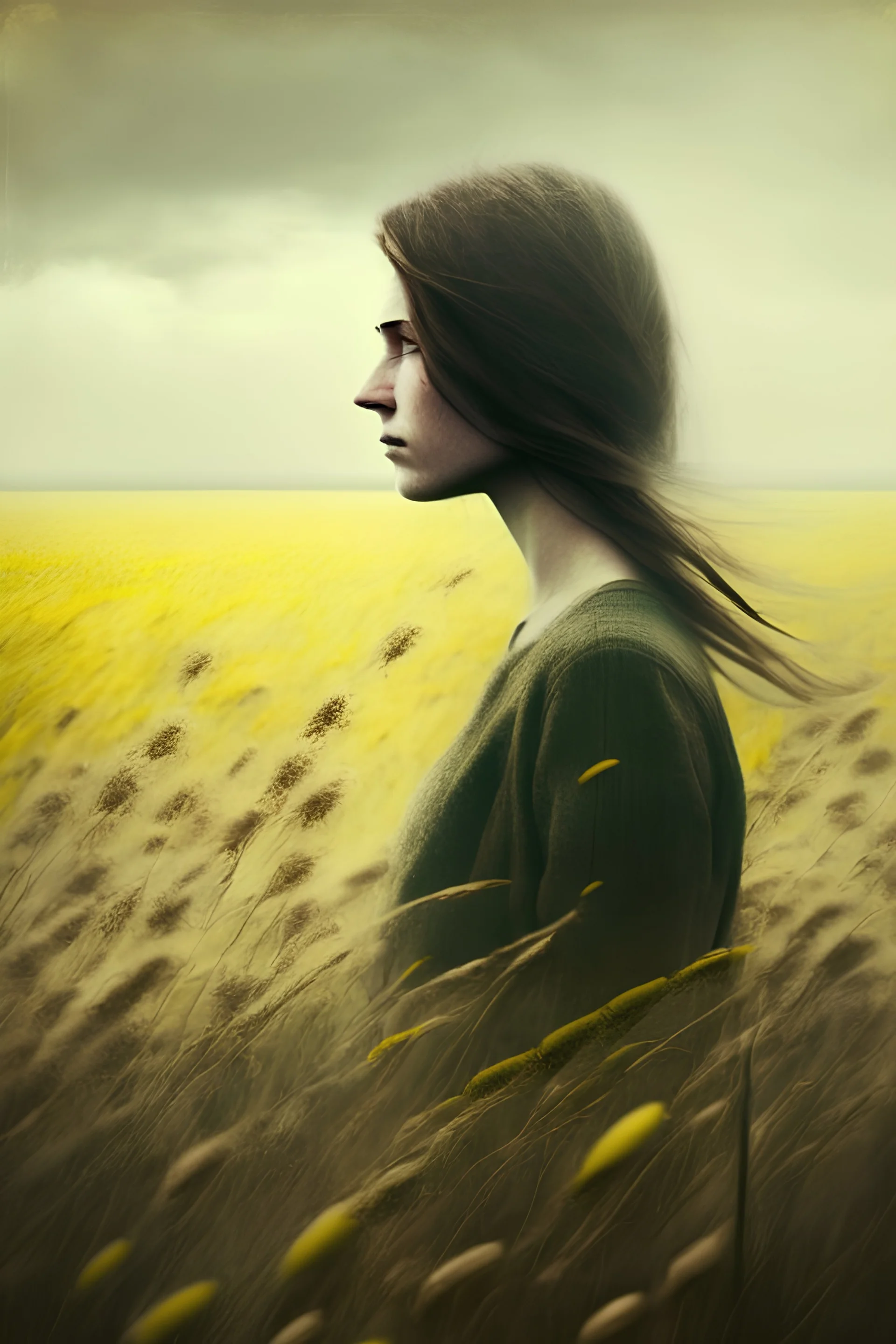 woman, plain, feild