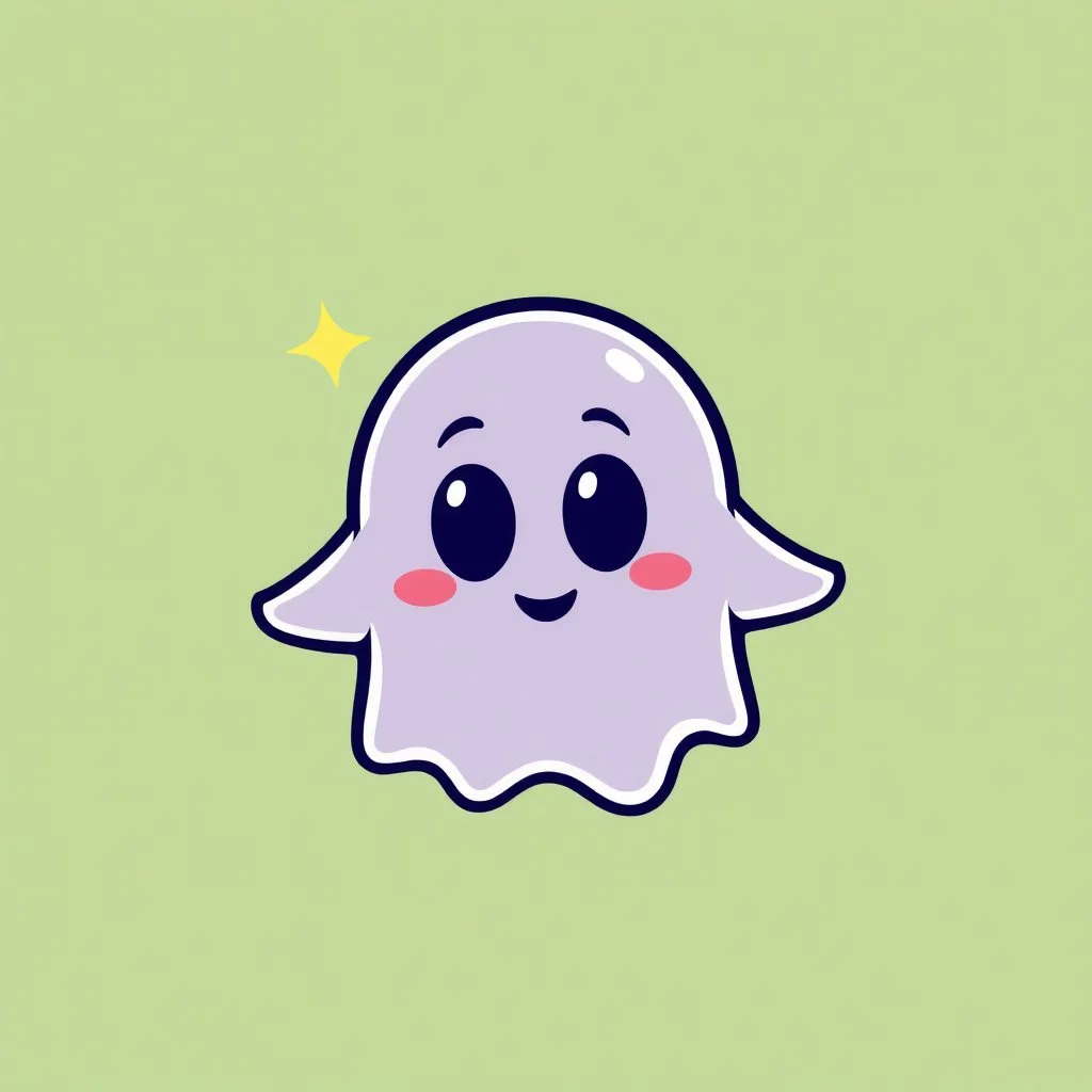 An icon that features a cute ghost that has stars as its eyes. It should look super happy