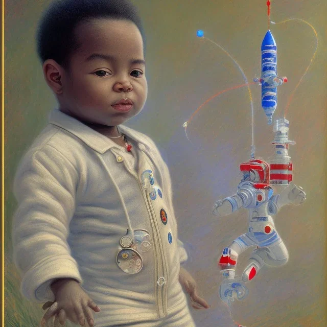 African American baby boy creative space inventor by Monet