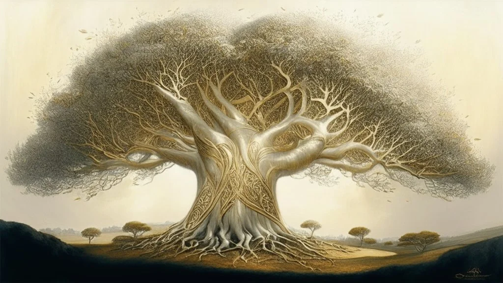 Valinor, tolkien, one giant golden tree, one giant silver tree