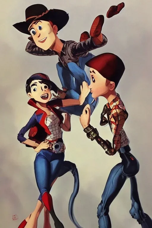 Double Shot Of My Baby's Love Alex Hirsch Rudy Nappi Reisha Perlmutter skin-tight Australian tonalism futurism modern European ink painting pre-raphaelitism renaissance painting Anime Character, detailed, vibrant, anime face, sharp focus, Character Design, style of Mad Magazine Spiderman Toy Story