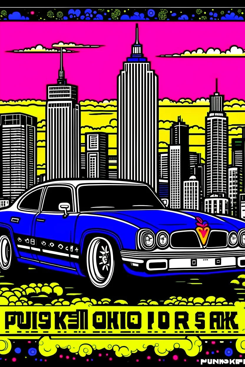 punisher sku;; city car in the style of Hiroshi Nagai