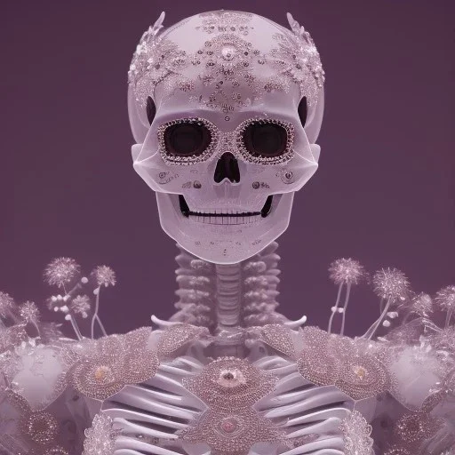 beautiful transparent skeleton, flowers in cosmos, smooth, extremely sharp detail, finely tuned detail, ultra high definition, 8k, unreal engine 5, ultra sharp focus, accurate hands