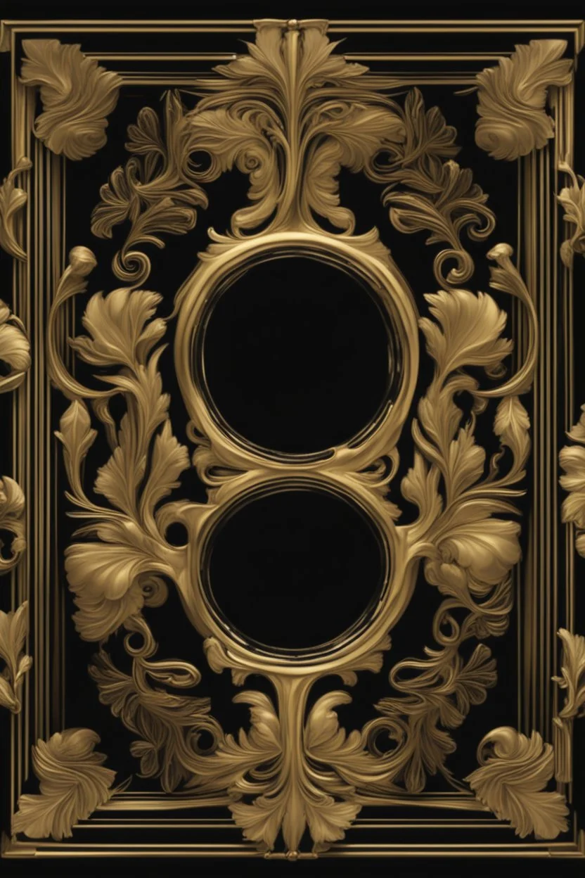 Gold art deco delicate picture frame on a black background