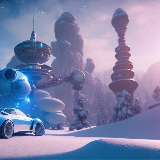 Spaceship landed on snowy mountain, sunny day. clear blue sky. Elegant. Extremely detailed. Award winning photography. Fantasy. 8k. Cinematic lighting. Photorealistic. Dynamic lighting. Imperial colors. Crisp quality. Unreal Engine. Colourful cinematic postprocessing. Pixar. VRay.