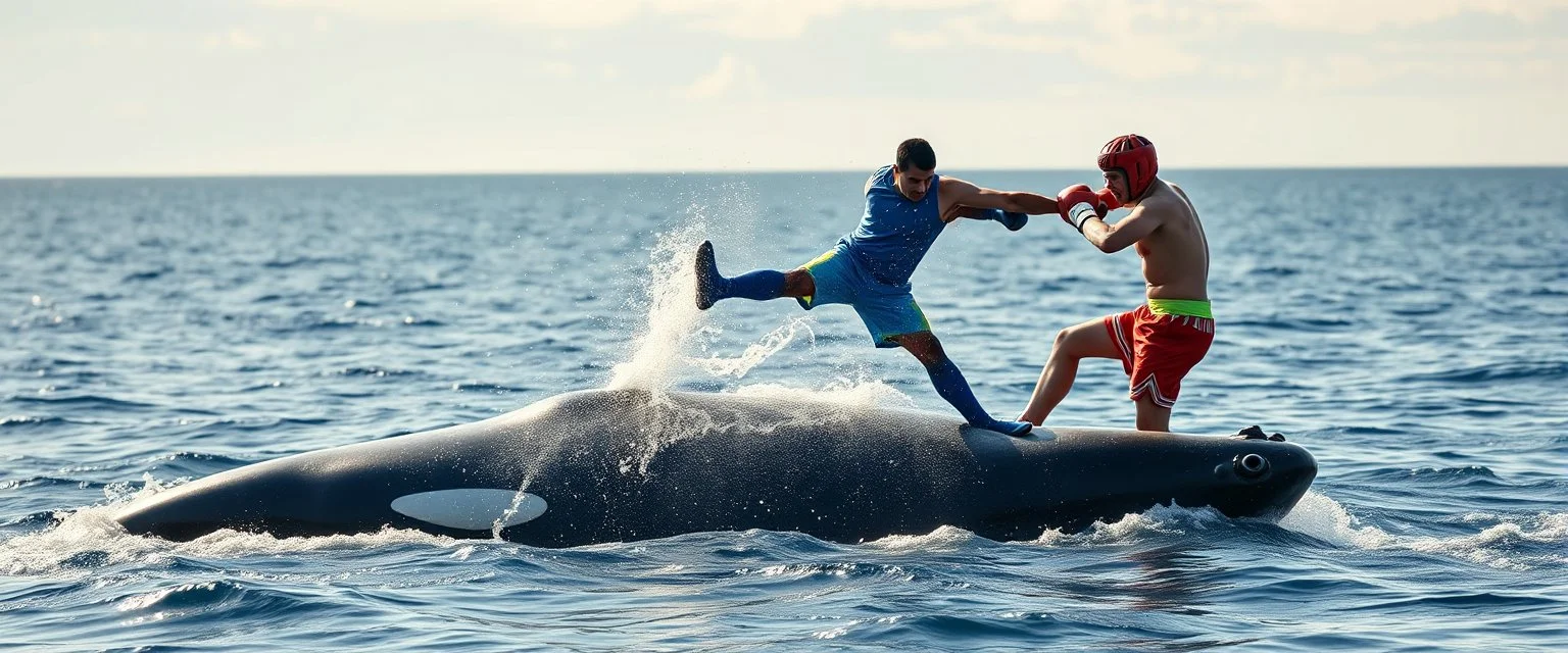 kick boxing match on top of whale