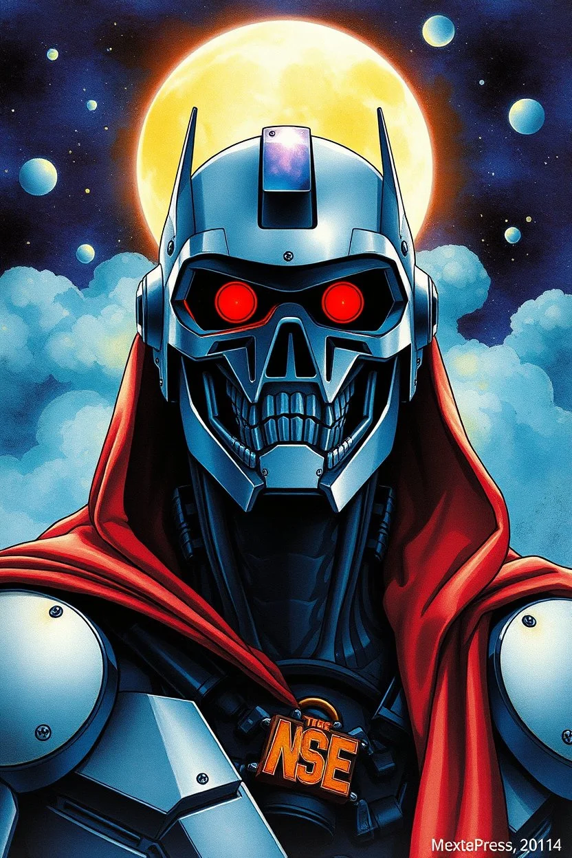 retro anime style, serious 1990s OVA anime style,Best quality, masterpiece, ultra high definition,Highly detailed etro anime style, full color, dark serious 1980s anime terminator like robot, moebius artist, magic, watercolor,