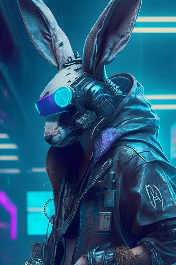 cyber punk hacker rabbit watch dogs style humanoid