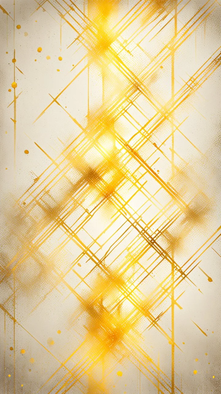 Hyper Realistic Yellow & Beige Intersecting Lines With Glowing Golden Embers On Off-White Grungy Background.