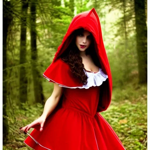 flirty, gorgeous red riding hood, touching me