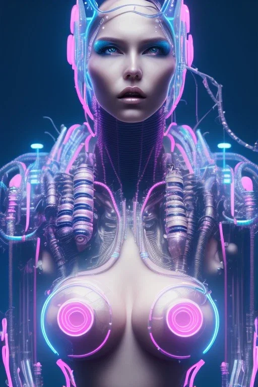 cyberpunk, pink latex body, women, body portrai, big boobs, highlight eyes perfect, skin, tron, cyborg, perfekt sexy, real, dream, hr giger