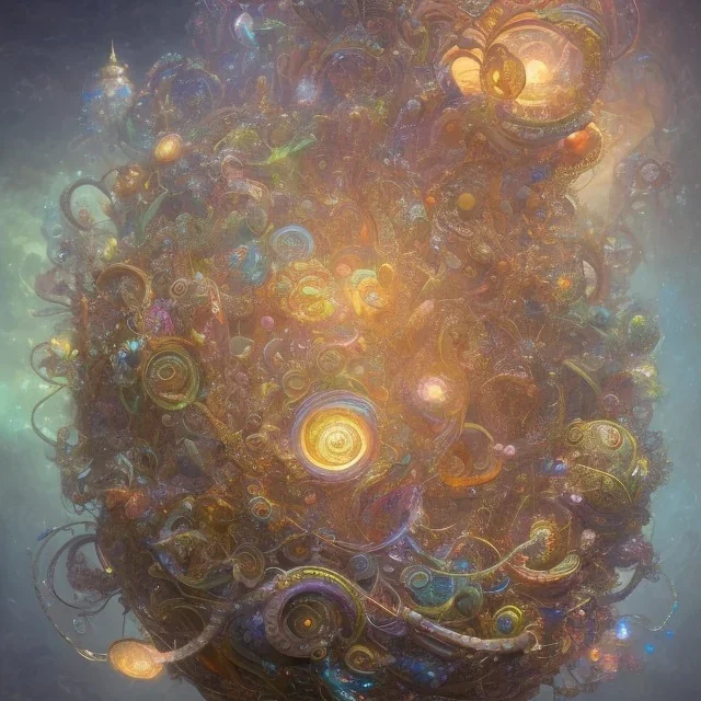 A tangle of whimsical glass snakes solving a huge porcelain puzzle floating in the air. by Huang Guangjian, Android Jones, Josephine Wall, Giotto Di Bondone, surrealism, epic cinematic brilliant pretty intricate deep color meticulously detailed dramatic atmospheric maximalist digital matte painting person