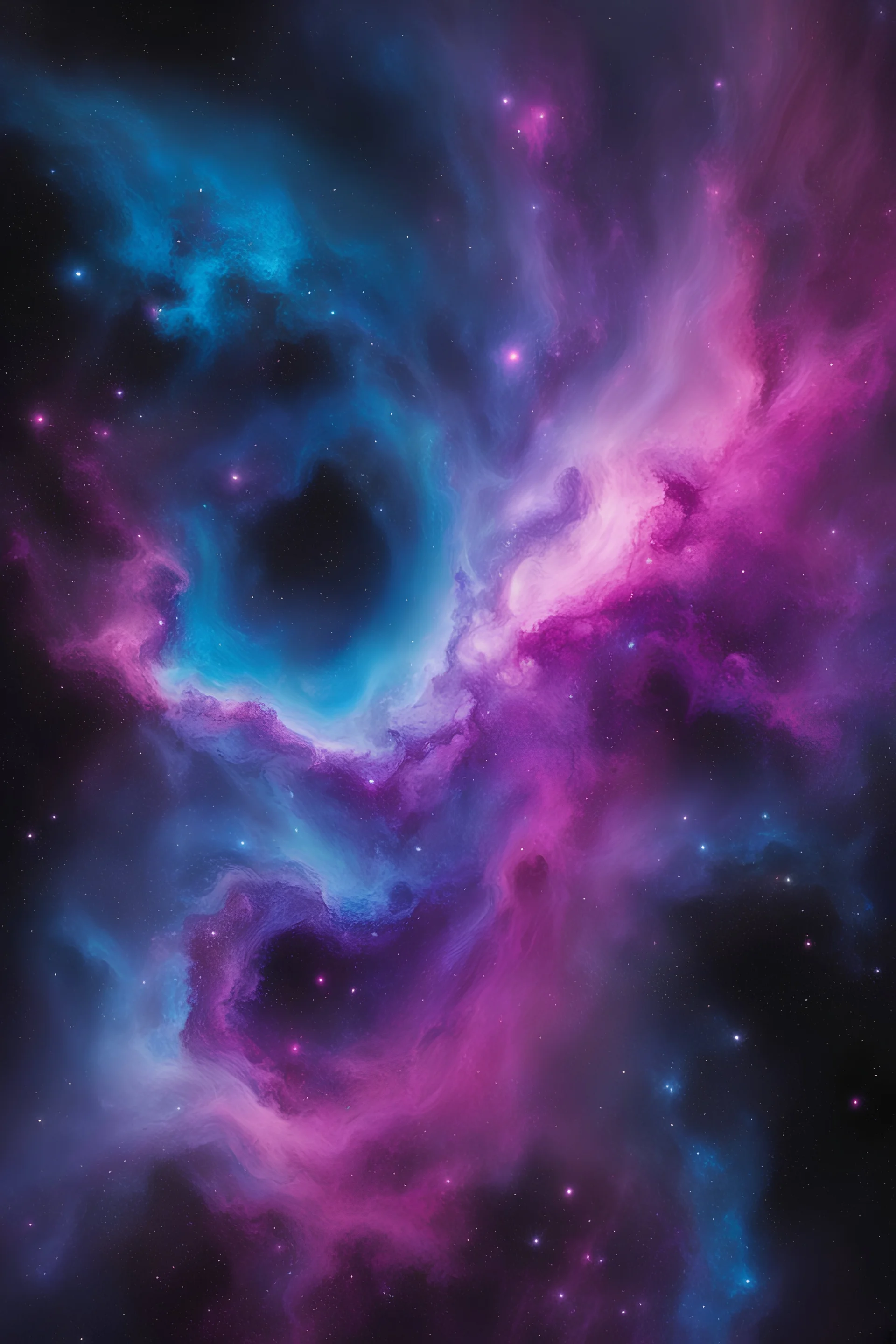 picture of a liquid galaxy with purple, blue, magenta and black intermixed