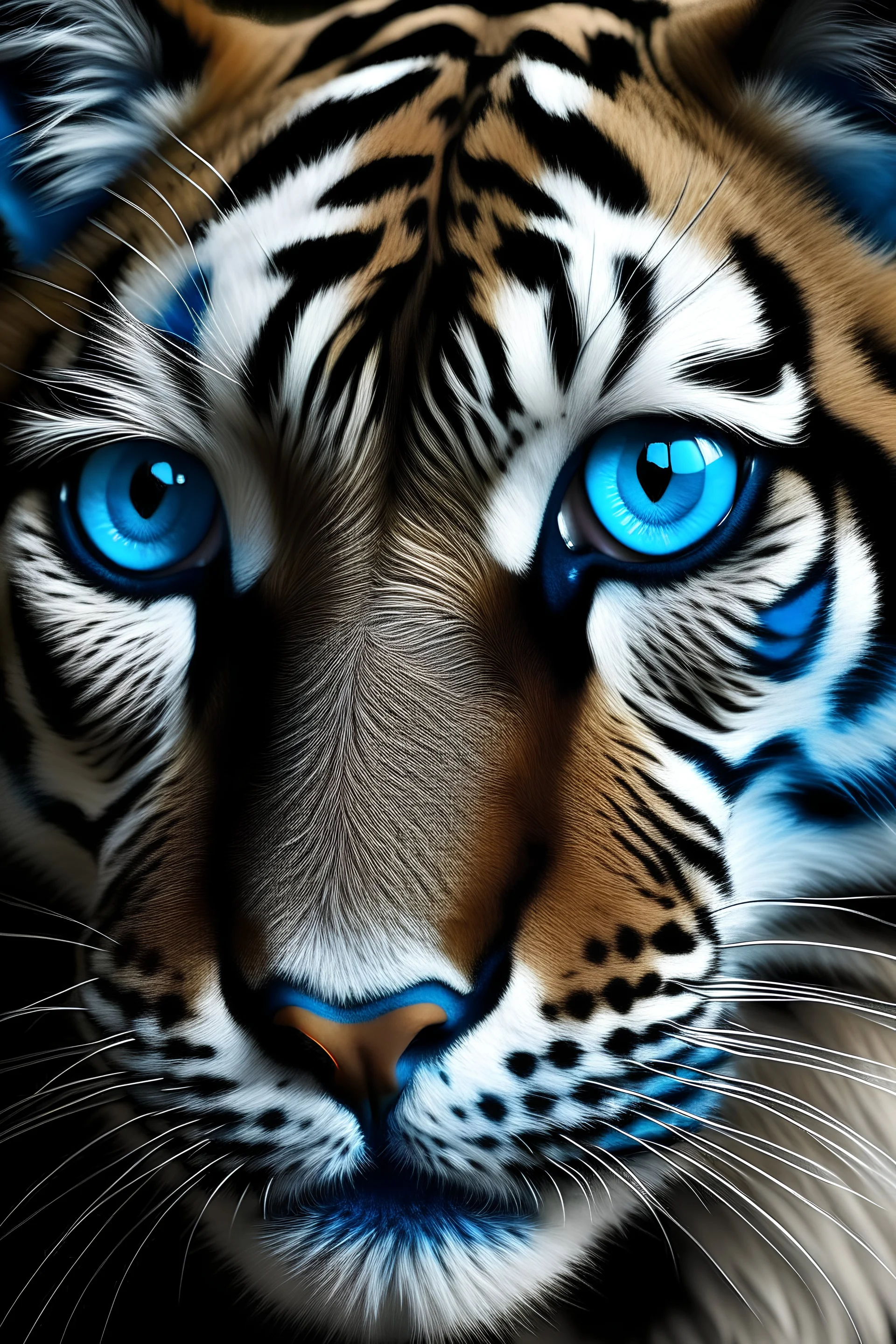 a tiger with blue eye