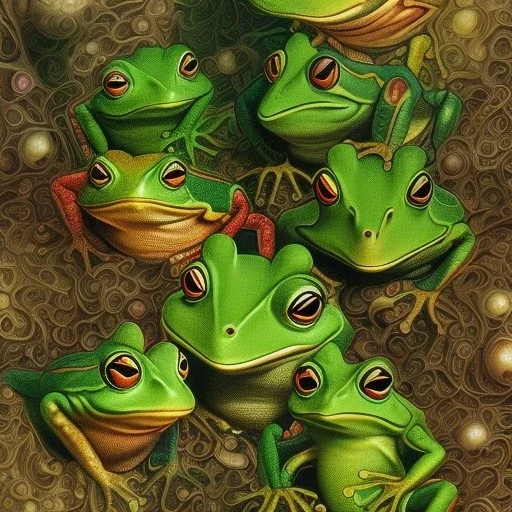 Family of frogs, psychedelic