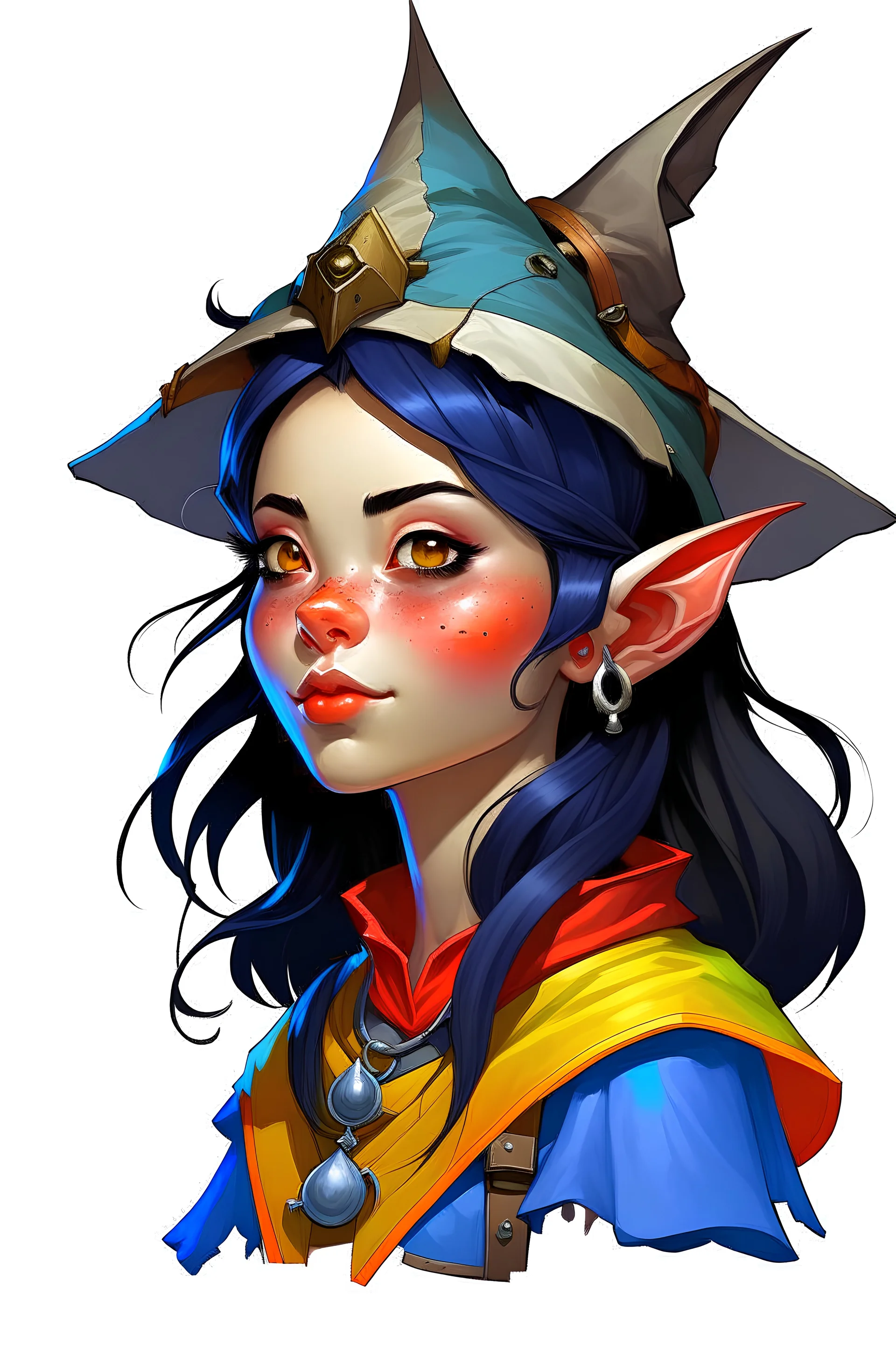 Dungeons and Dragons Gnome Female profile picture Sorcerer black hair dungeon background