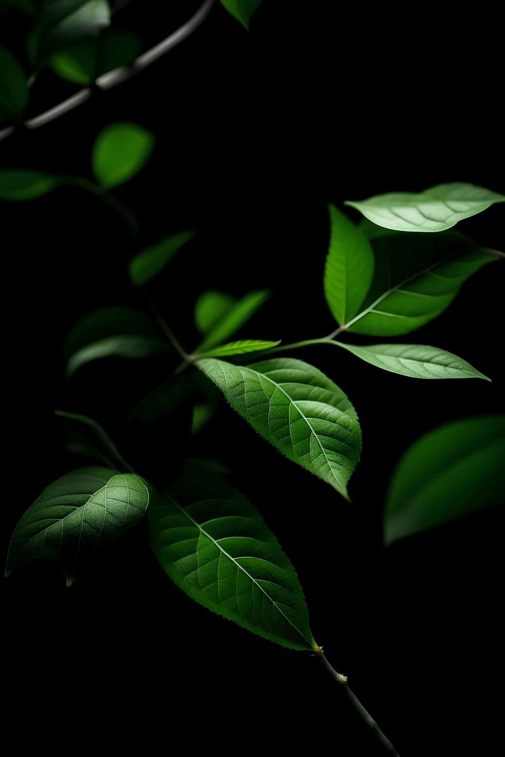 hojas verdes de plantas salvajes con fondo blanco o negro