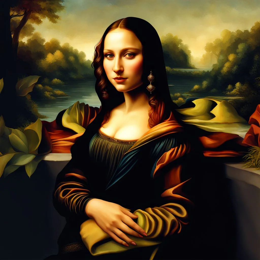 Imagine Mona Lisa as a modern girl, in a modern outfit, in today's real life, ultra quality, hyper detailed, digital art, 8k