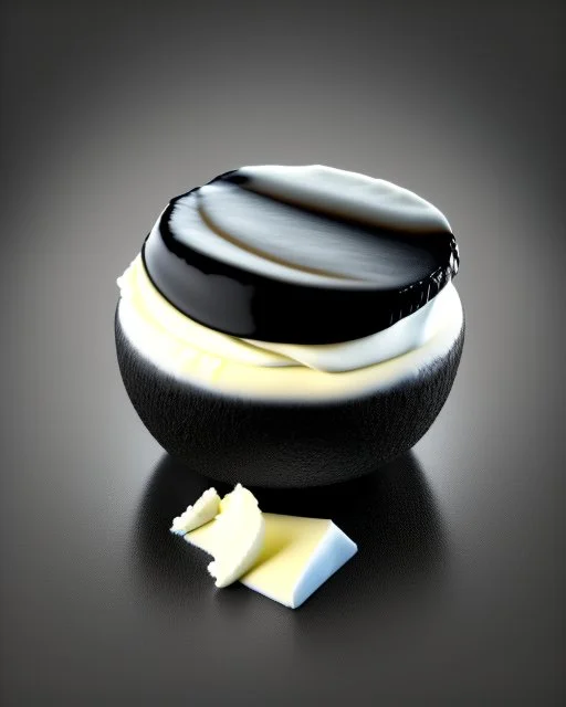 Cream Cheese on black background. Photography Realistic photo. HD. Glowing. 3d style