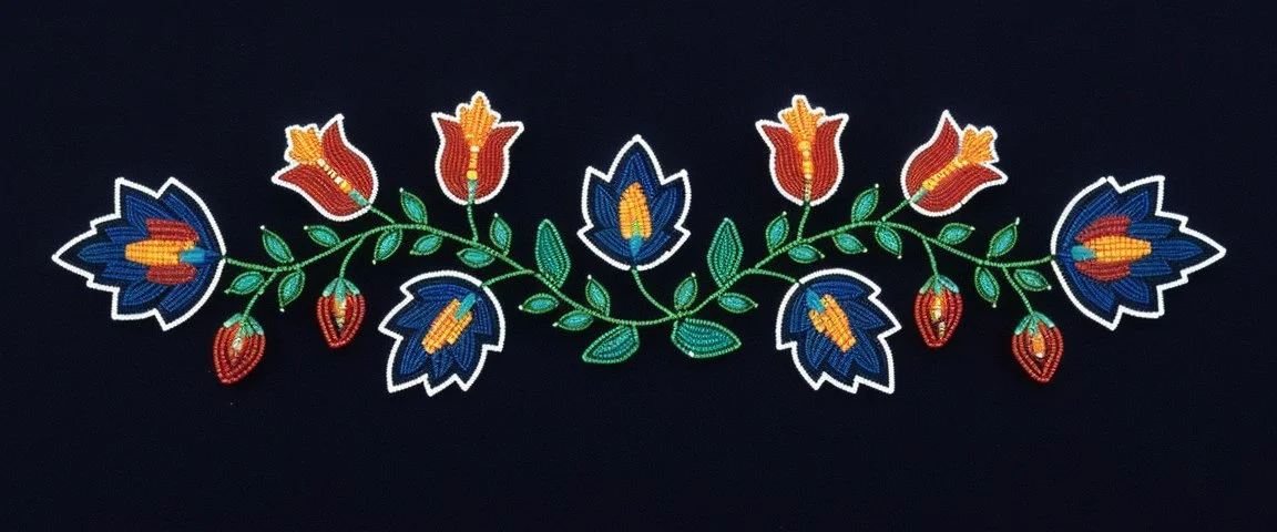Cree beaded flowers and leaves