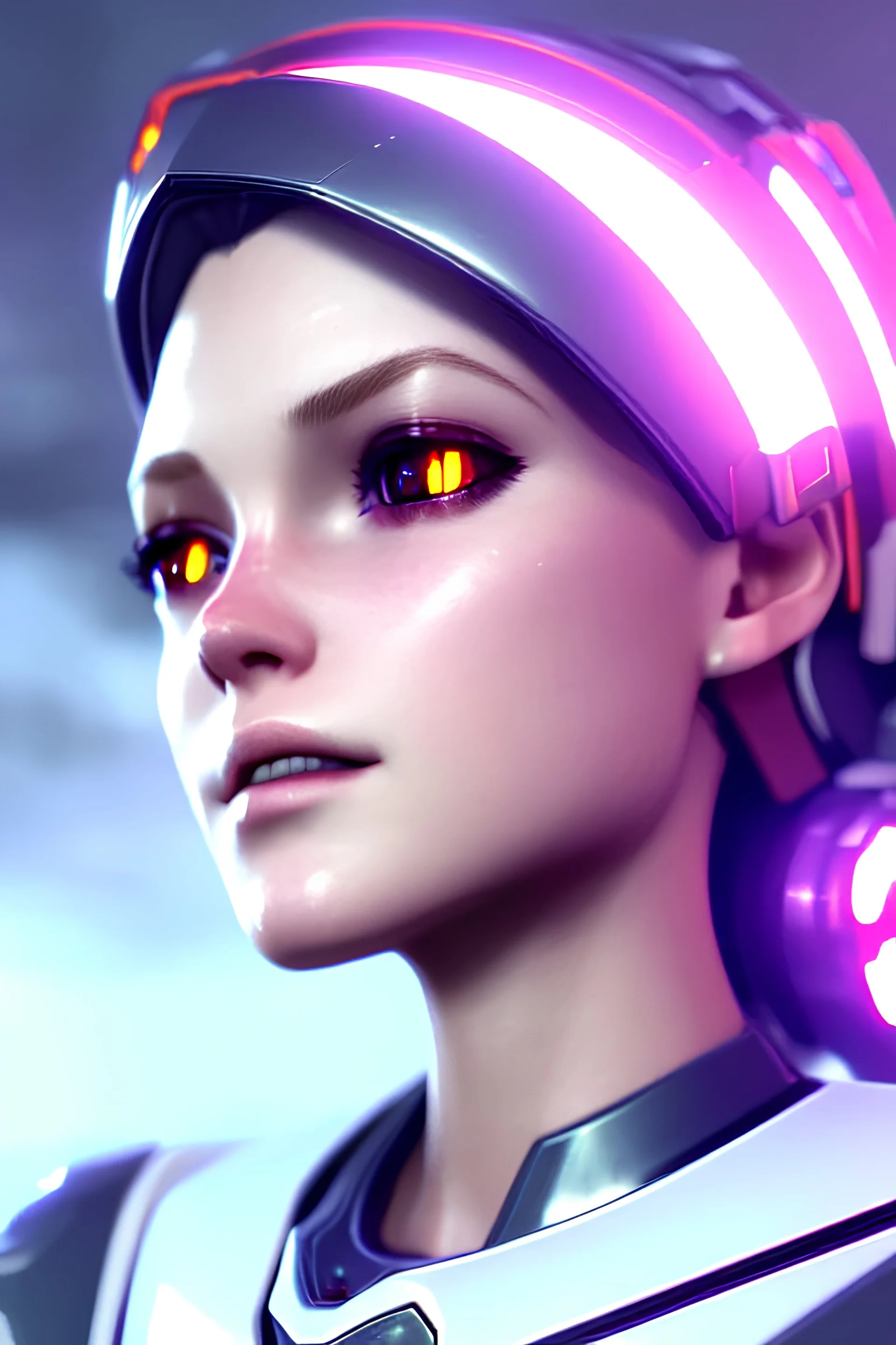 Cute close portrait dainty beautiful futurstic white robotic girl, portrait,trending on artstation, unreal engine 5 highly rendered, epic composition, by guweiz, shal. e, laica chrose, final fantasy