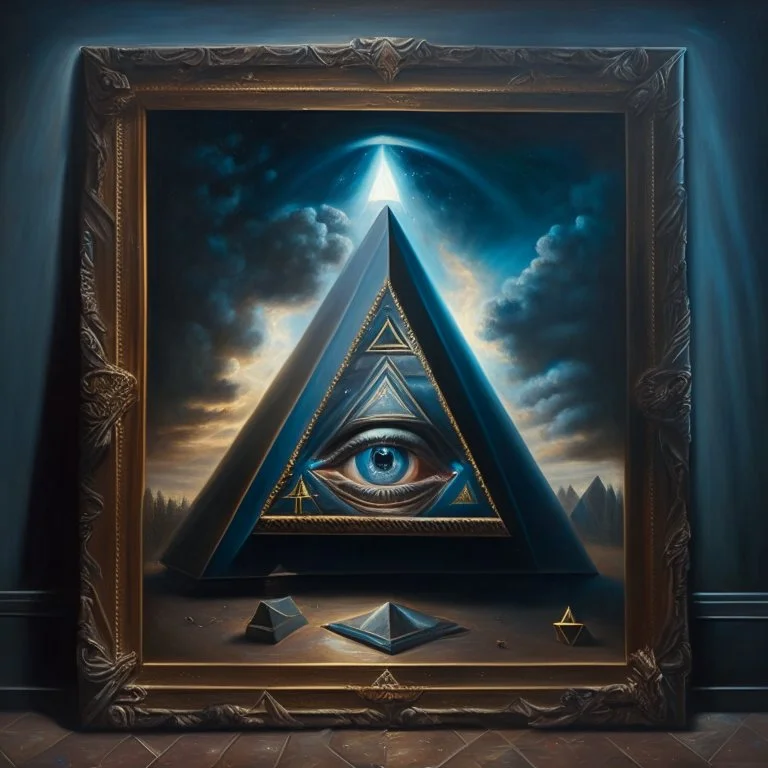 An oil painting of a dark universe masonic extra boring person