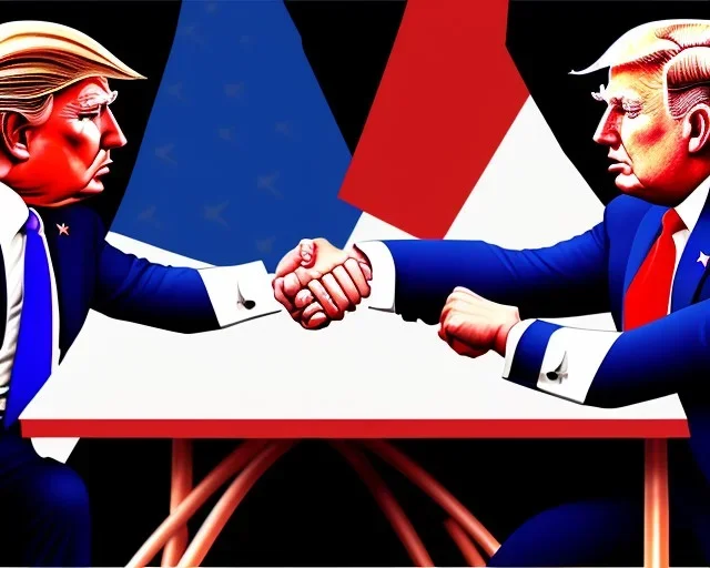 Donald Trump versus Joe Biden Arm wrestling, bent elbows