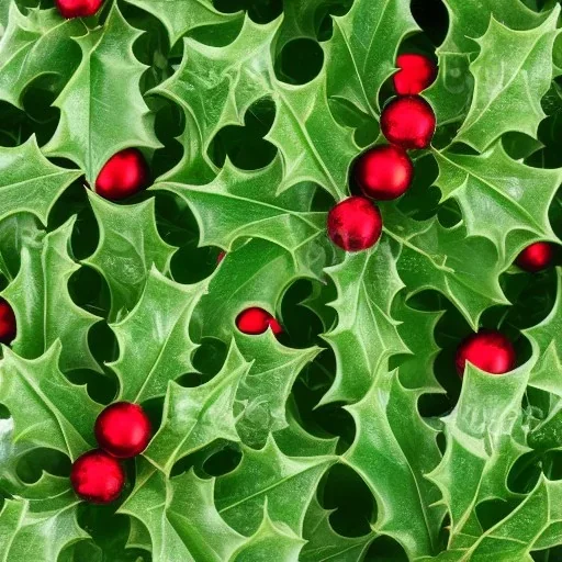 christmas holly leaves decoration white background 8k high detail