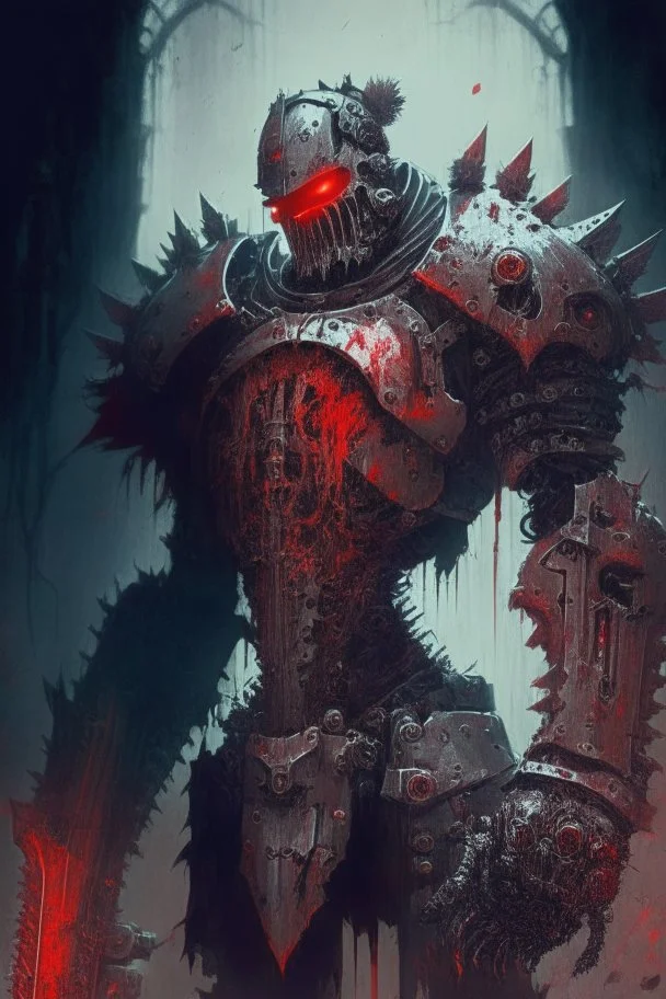 Machine knight, mechanical knight, gears, blood, Horror