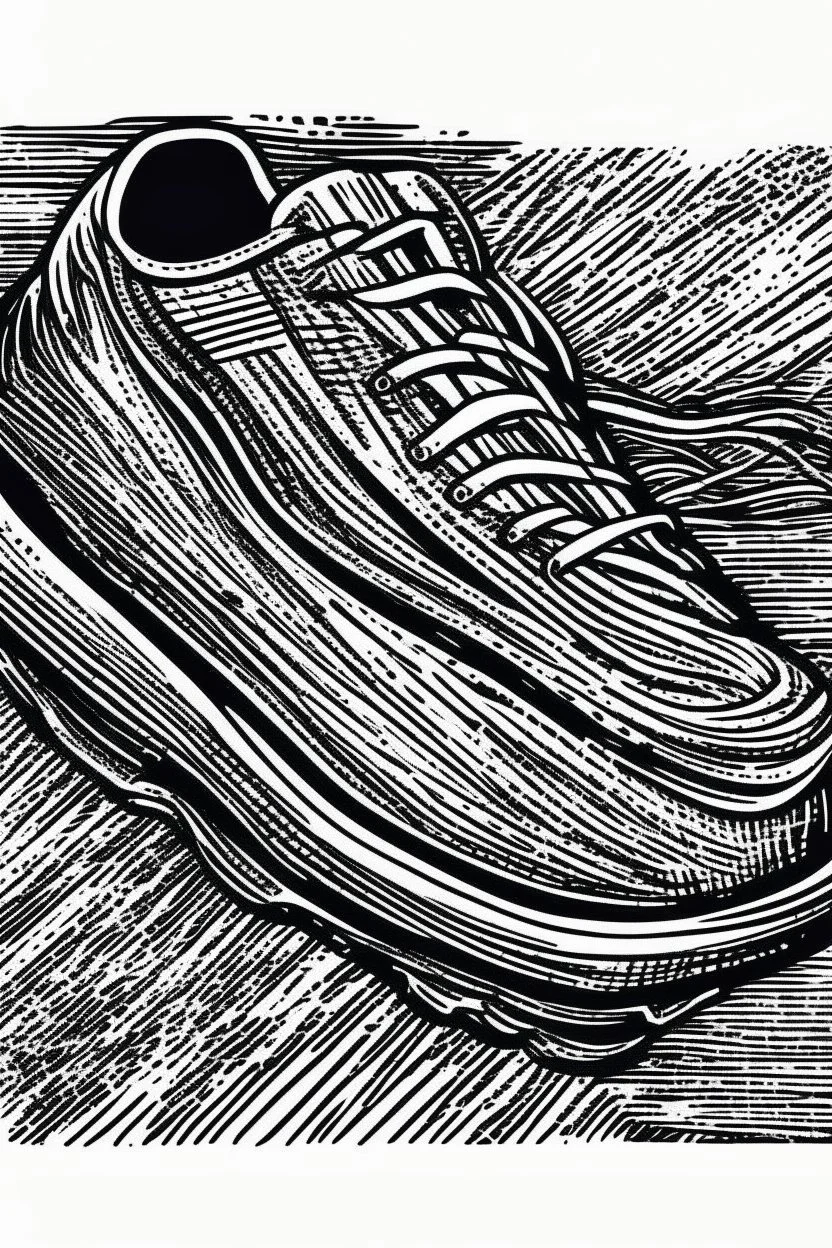 Woodcut, clean, footballshoe