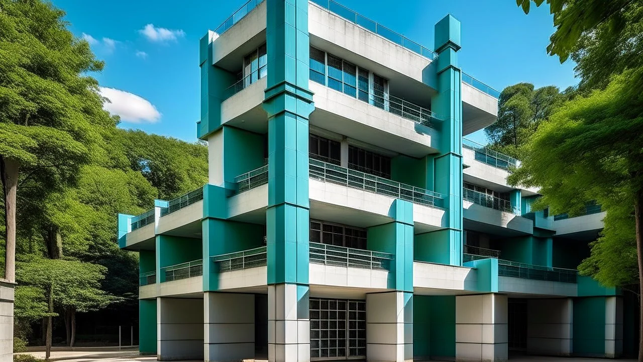 Edificio inspirado en grecia con el estilo de Le Corbusier