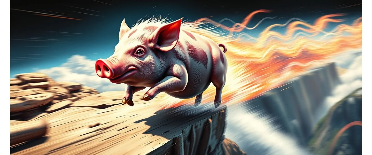 faster than a greased muscle shiny pig on a runaway train jumping over the cliff . speed and energy, goa trance poster